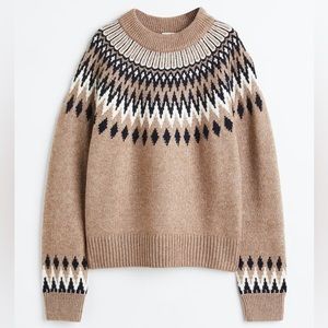 H&M Brown Jacquard-knit Sweater